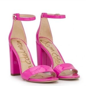 Sam Edelman yaro open toe ankle strap block heels in pink
